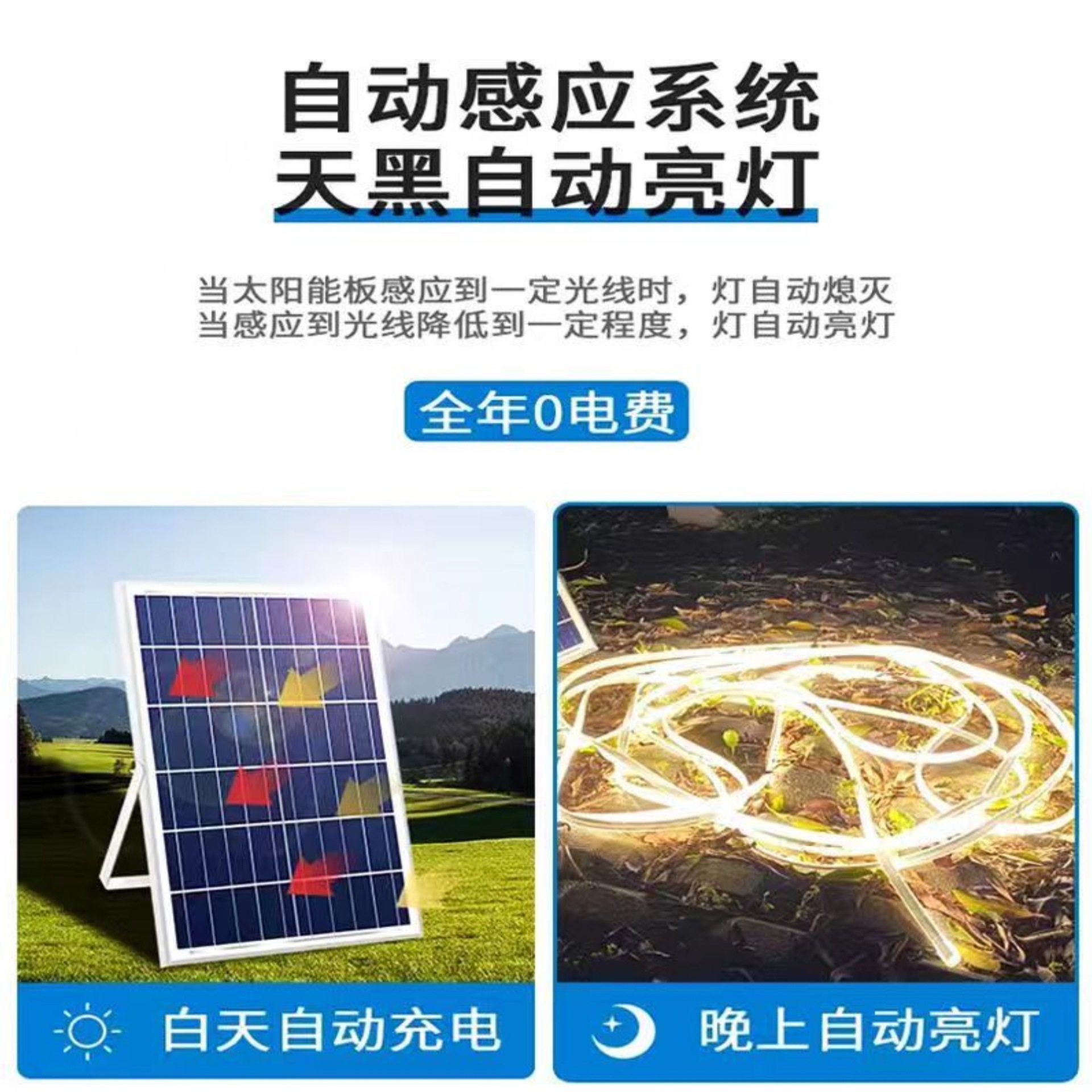Cross-Border New Solar Light With Outdoor Waterproof Induction Led Soft Light Strip Super Bright Villa Billboard Atmosphere Light Specification drawing