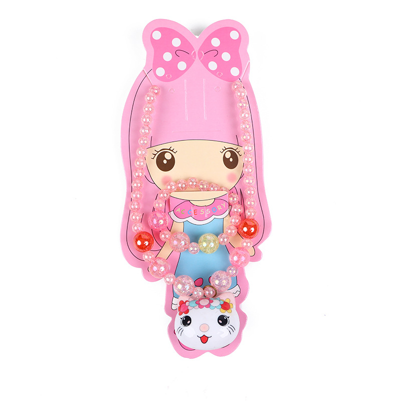 儿童项链/发光套装/卡通珠子/破碎珠子/手链公主/夜光珠子/地摊饰品/夜光饰品白底实物图