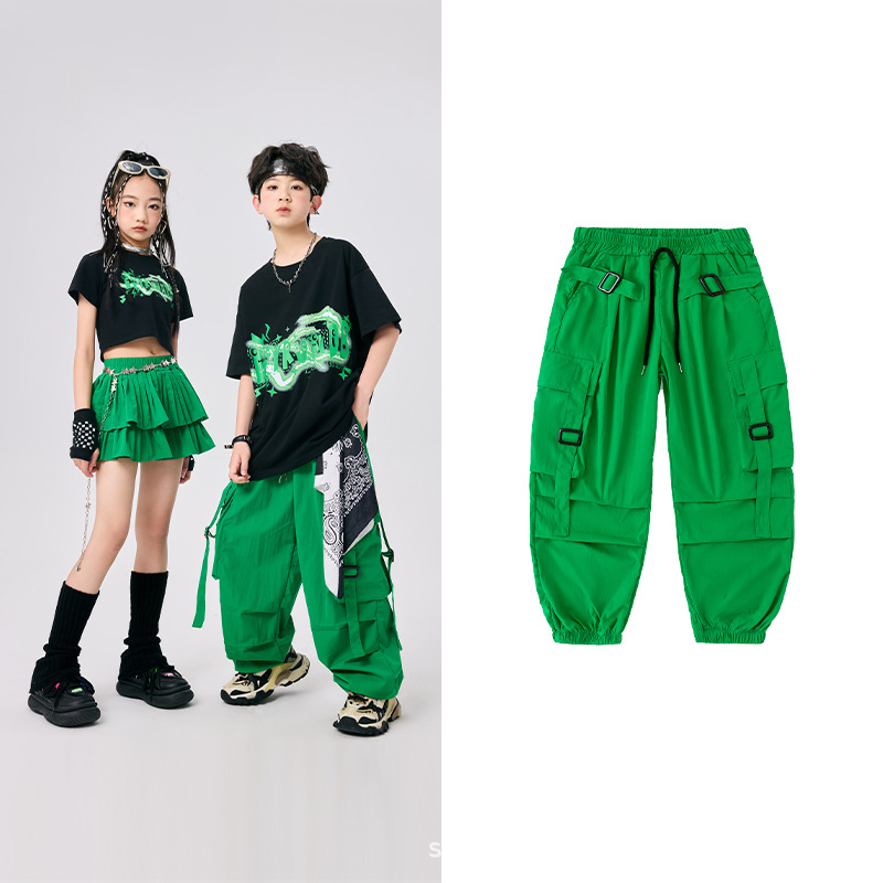 Street dance children's trendy outfits, girls' jazz dance costumes, boys' hip-hop performance costumes, cool street performance outfits for summer Item Picture