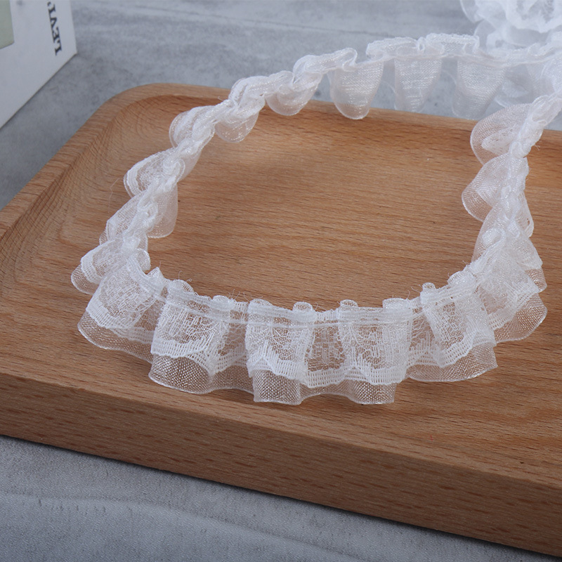Available 2cm lace double-layer snow gauze toy clothing neckline, handcrafted photo frame, decorative accessories, discounted lace details Picture