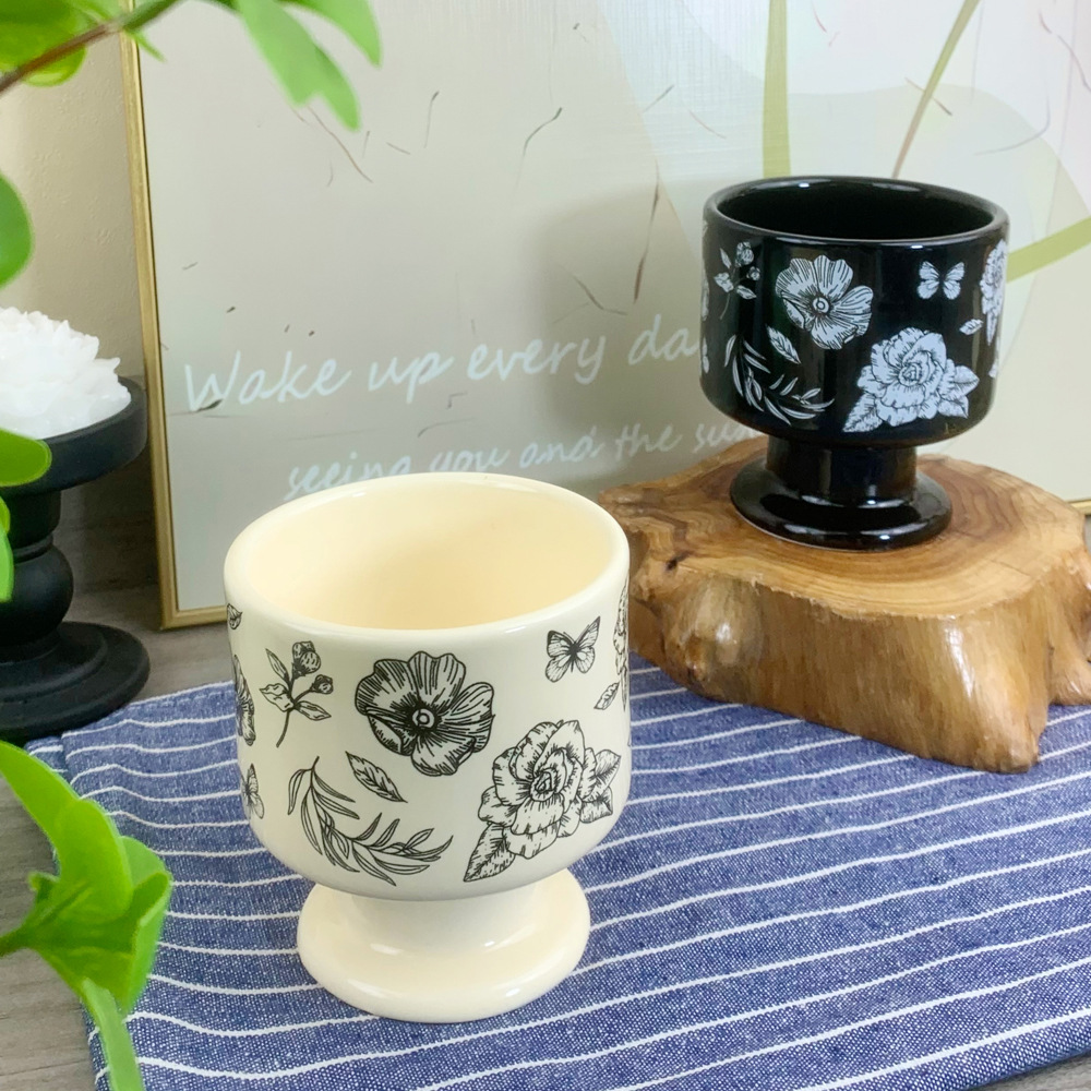Tiffany retro camellia, European ceramic cup, candle, highball cup, high appearance level, double-layer mug, heat-resistant souvenir details Picture