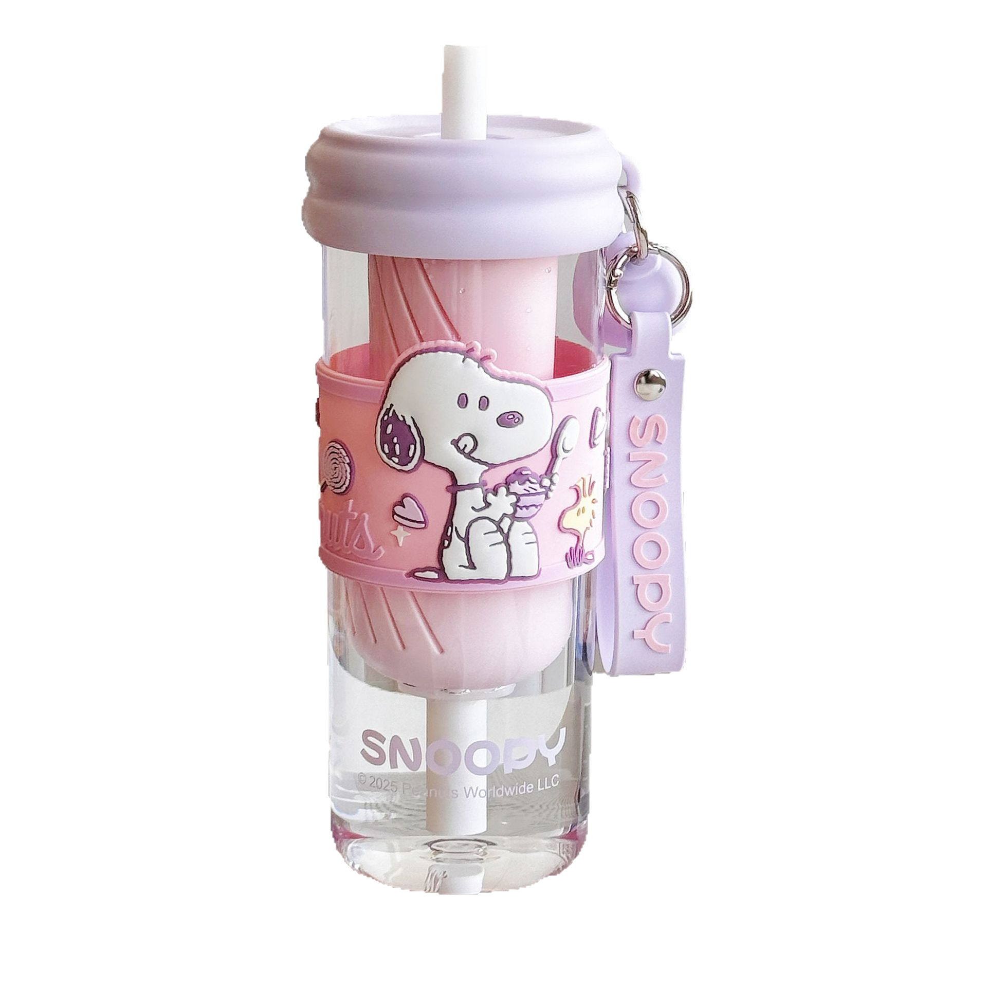 A new summer girl with a high level of appearance, a portable plastic water bottle with a large capacity and a hand-held straw for drinking water Item Picture