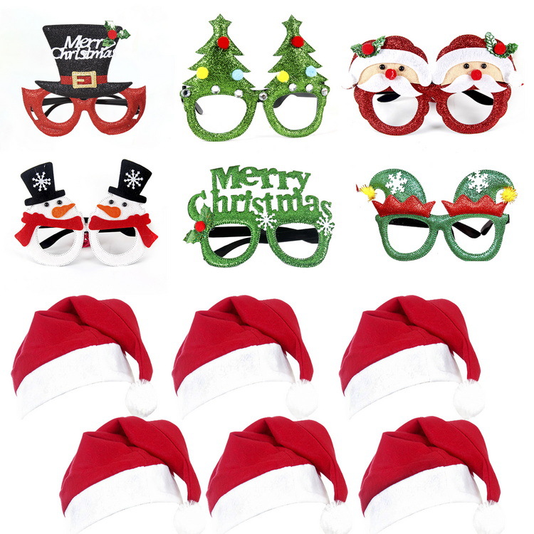 Christmas Decorations Glasses Set Festive Adult Children Christmas Gift Hat Head Buckle Pat Ring Wholesale Item Picture