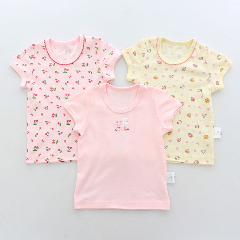 Children's pure cotton short-sleeved T-shirt, all-cotton breathable half-sleeved base layer top for boys and girls, Japanese-style casual, non-fluorescent Application Scenario