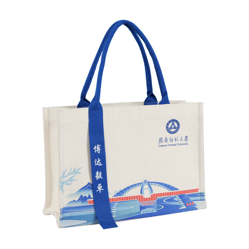 Custom-made high-end hand-held canvas bags, tote bags with printed logo patterns, laminated waterproof three-dimensional bags, and fabric bags Item Picture