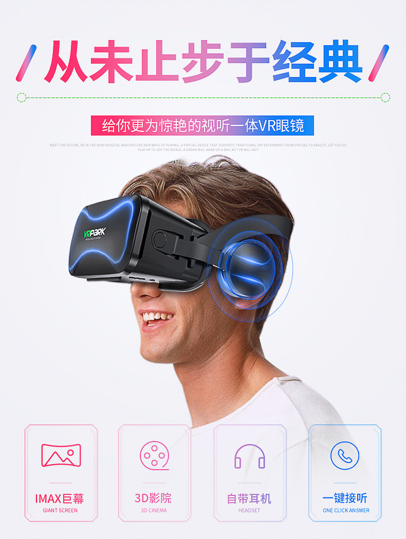 新款VR眼镜手机3D眼镜4K虚拟全景智能一体头戴耳机VR眼镜外贸批发 pic 2