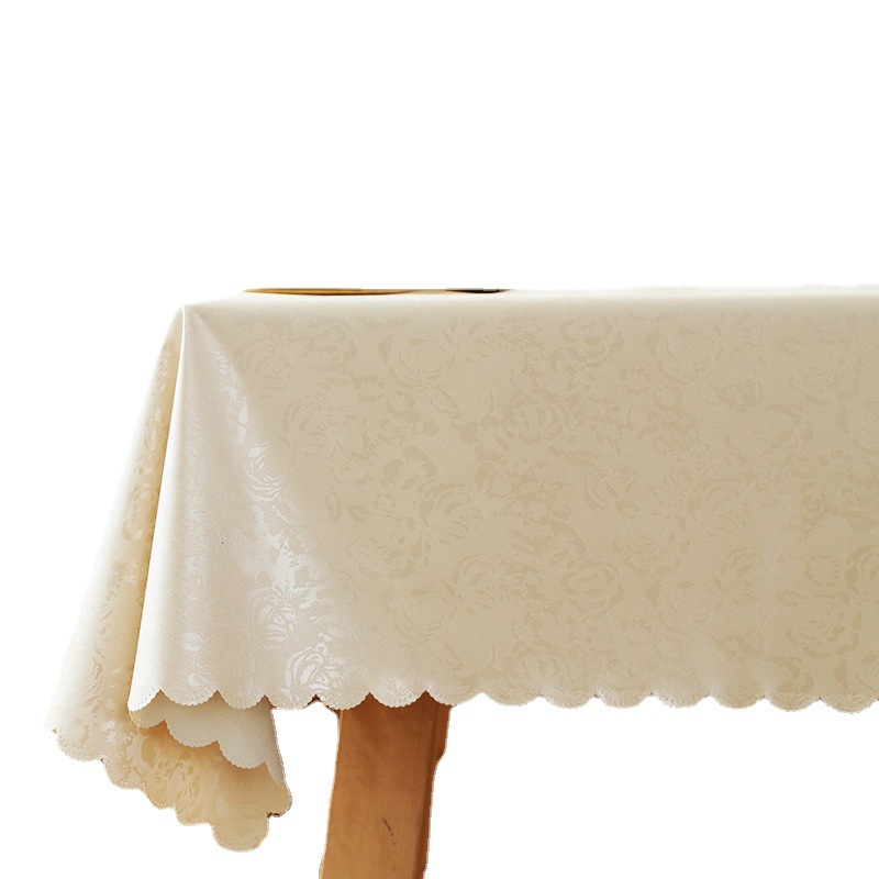 European Waterproof Tablecloth Oil Proof Hotel Hotel Restaurant Household Rectangular Table Jacquard Pu Tablecloth Ironing Free Wash Item Picture