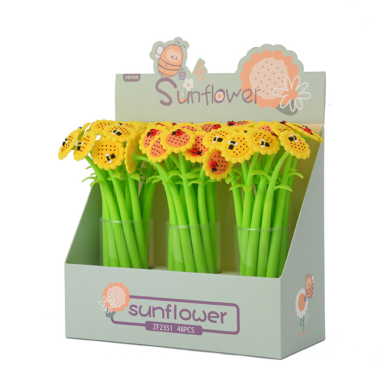 ZF2351 nuevo artículo suave suave rebote lento girasol silicona pluma pluma neutral para estudiantes oficina cartoon papelería suministros al por mayor Item Picture