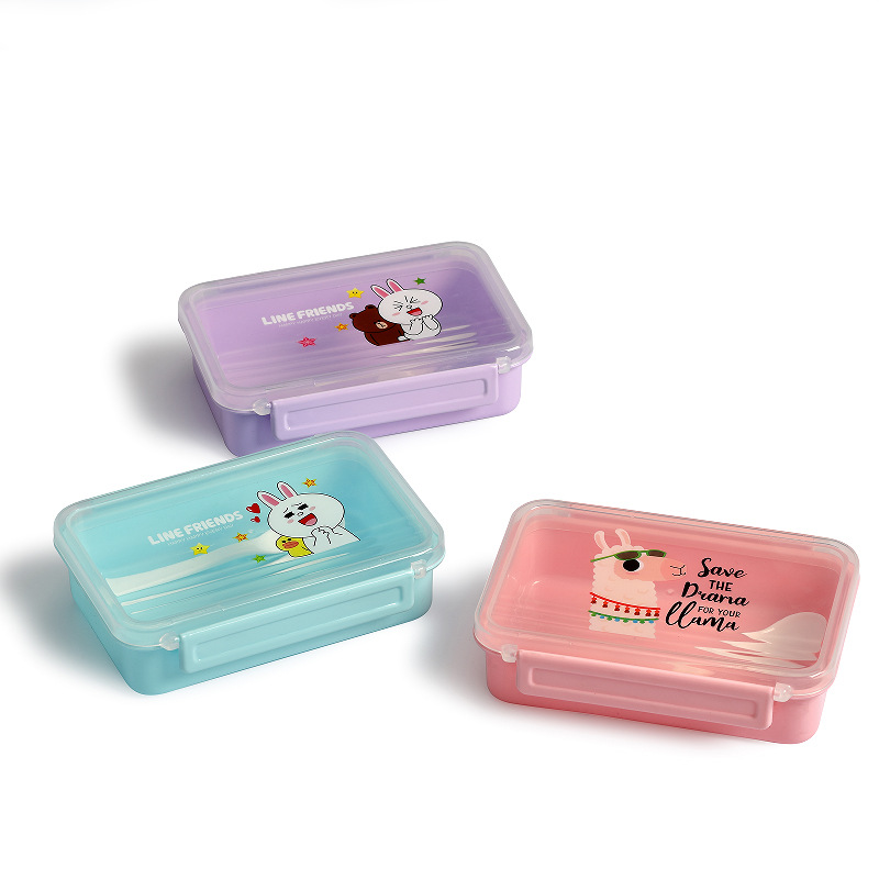 Children's cartoon food-grade plastic lunch boxes and fruit preservation boxes can be colored and printed with logo patterns full figure