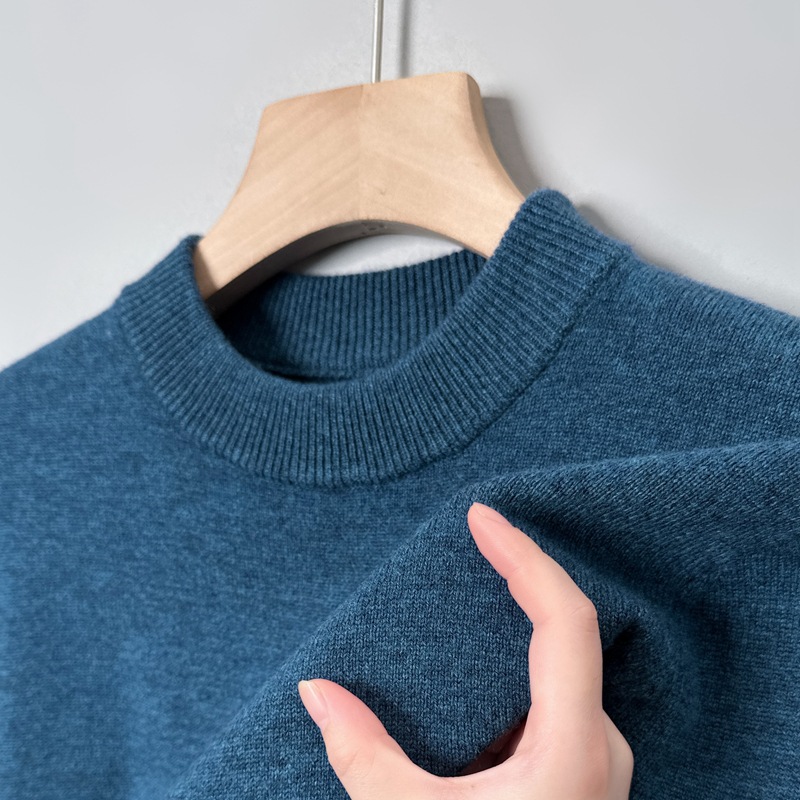 420g pure wool base layer shirt, new autumn and winter men's semi-high neck solid color cashmere sweater, 100% wool sweater for men Specification image