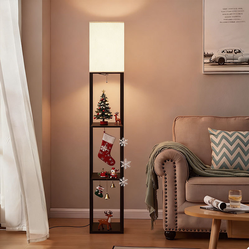 Modern and simple shelf lamp, integrated floor lamp, strip storage board, living room, study, bedroom lamp, cross-border standing table lamp Specification image
