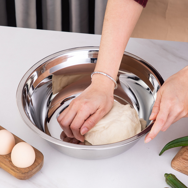 【 Factory Goods 】 Thickened 304 Stainless Steel Basin Soup Basin Household Egg Beating Basin Canteen Soup Bowl Rice Bowl Gift Basin details Picture