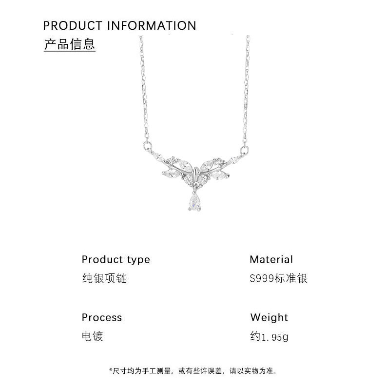 银萃999足银月桂女神项链超闪蝴蝶锁骨链女小众设计ins爆款吊坠详情4