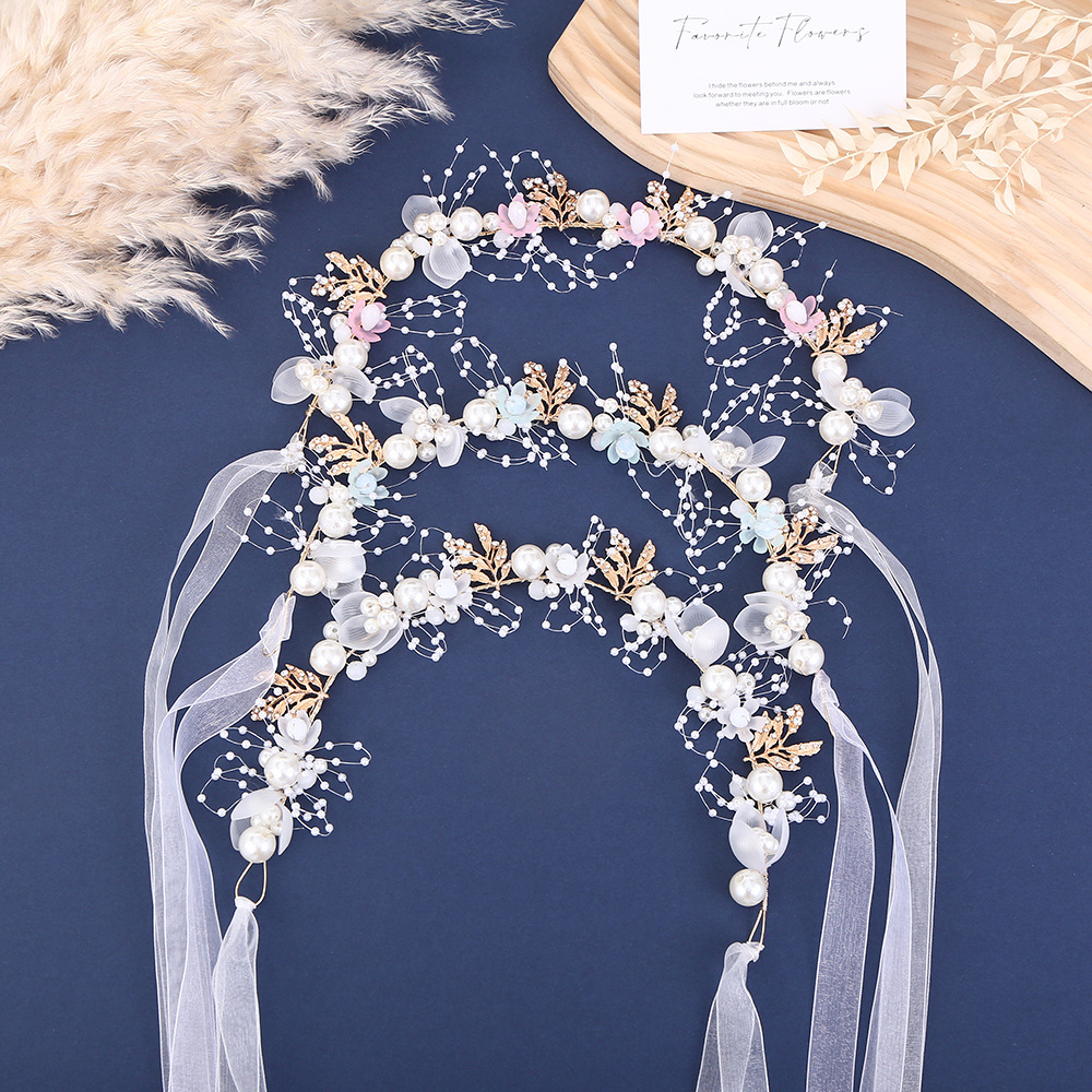 新娘头饰手工花环发箍儿童公主皇冠飘带发卡大气简约女神发饰批发详情1