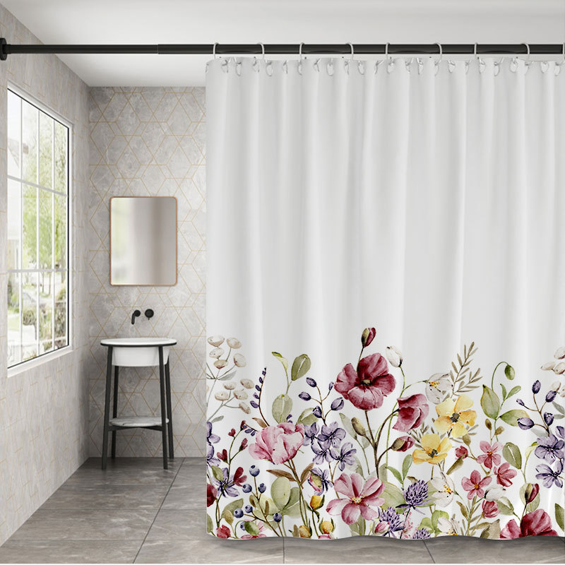 Digital Printing Waterproof Shower Curtain Bathroom Partition Curtain Waterproof And Mildew Overseas Amazon Cross-Border Wholesale Application Scenario