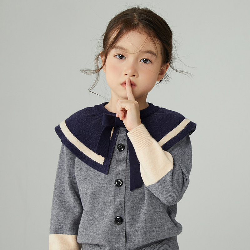Girls' Spring and Autumn Set 2022 New Style Knitted two-piece Set, college style sweater short skirt, Modal core-spun yarn set skirt details Picture