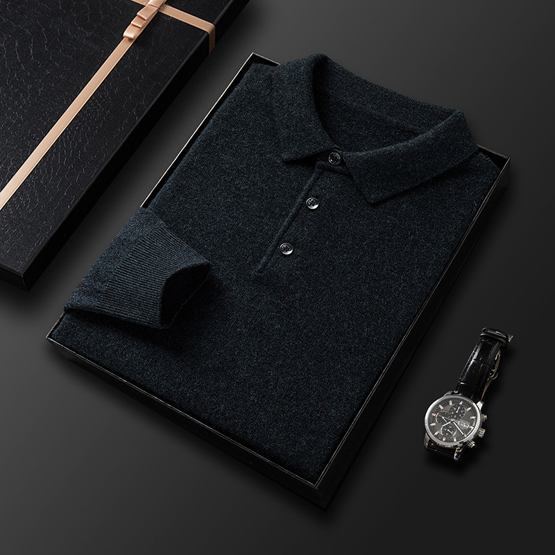 New autumn and winter men's woolen sweaters, long-sleeved pure wool sweaters, men's casual lapel knitted sweaters, one-piece consignment Application Scenario