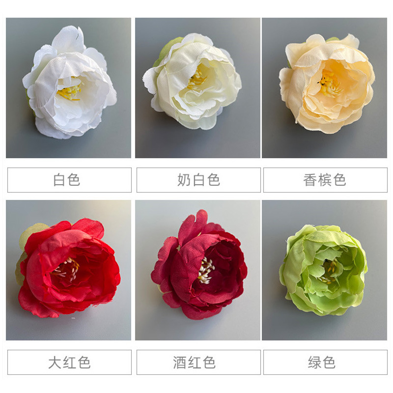 仿真花头diy材料包手工簪花发箍假玫瑰花头跨境绢布假花单朵批发细节图