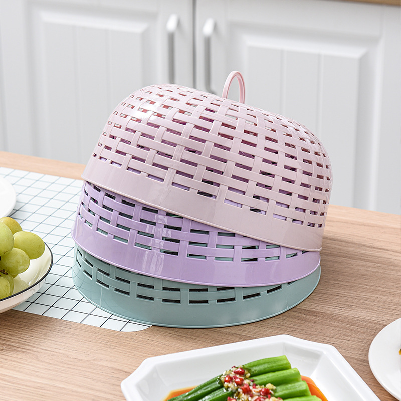Household plastic vegetable covers, kitchen tools, food and meal covers, mosquito and insect repellent, hollowed-out round table LIDS Specification image