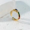 Retro emerald trapezoidal colored zircon ring, light luxury and niche design, brass plated with 18K gold geometric open ring Application Scenario