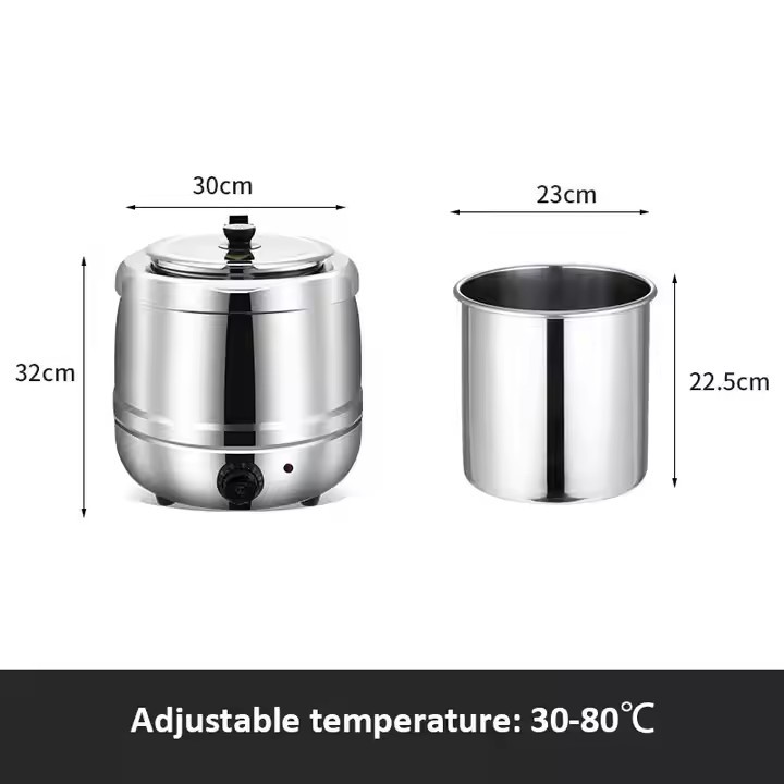 Buffet Electronic Warm Soup Pot 10L13l Commercial Stainless Steel Thermal Pot Porridge Bucket Hotel Soup Pot Electric Heating Soup Stove details Picture