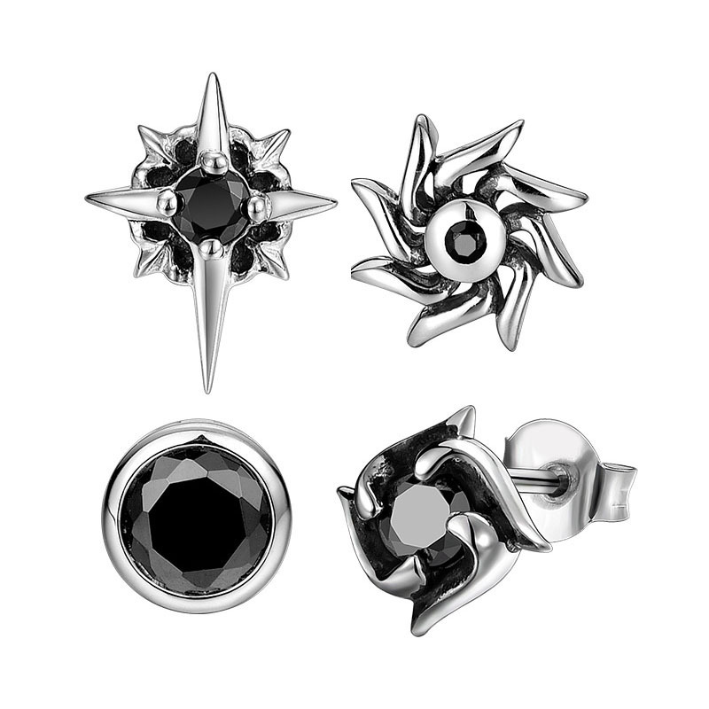 Men's trendy and individual hip-hop punk high-end single earrings, small and fashionable women's simple diamond-encrusted earrings Item Picture