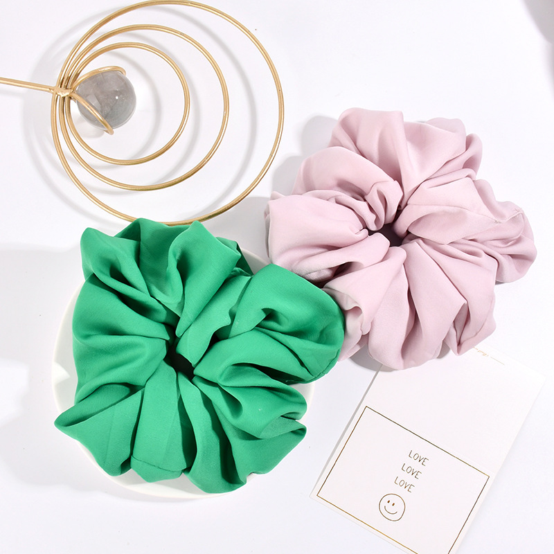 Beffy's elegant macaron-colored large intestine hair band, Korean ins sweet French hair tie, hair accessory and simple hair tie Application Scenario