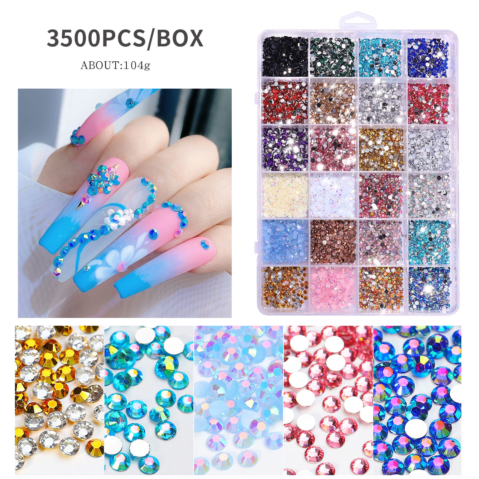 Cross-border nail flat resin nail drill 24 cells fluorescent AB resin drill diy accessories wholesale Application Scenario