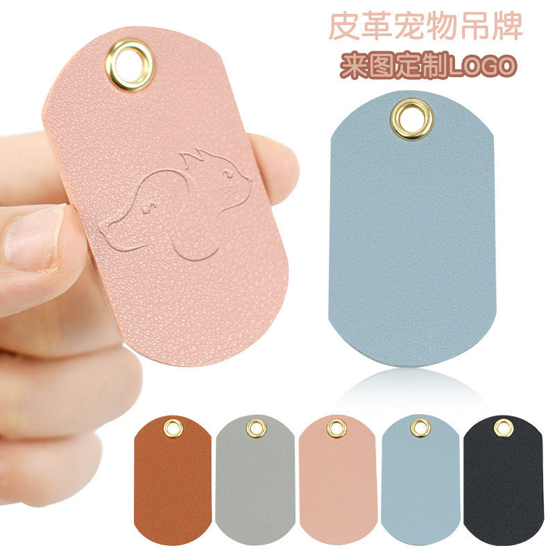Fábrica en stock venta directa pet tag cuero lindo gato y perro etiqueta de colgante logo impreso collar anti-pérdida colgante etiqueta de identificación details Picture