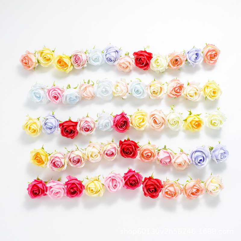 Simulated mini rose head, flower headwear, garland, hairpin, decorative accessories, diy handcrafted materials, flower buds details Picture