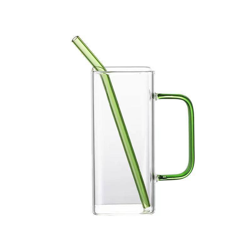 Niche Ins Wind Square Glass Home With Handle Water Cup High Borosilicate Heat Resistant Breakfast Cup Milk Coffee Cup Item Picture