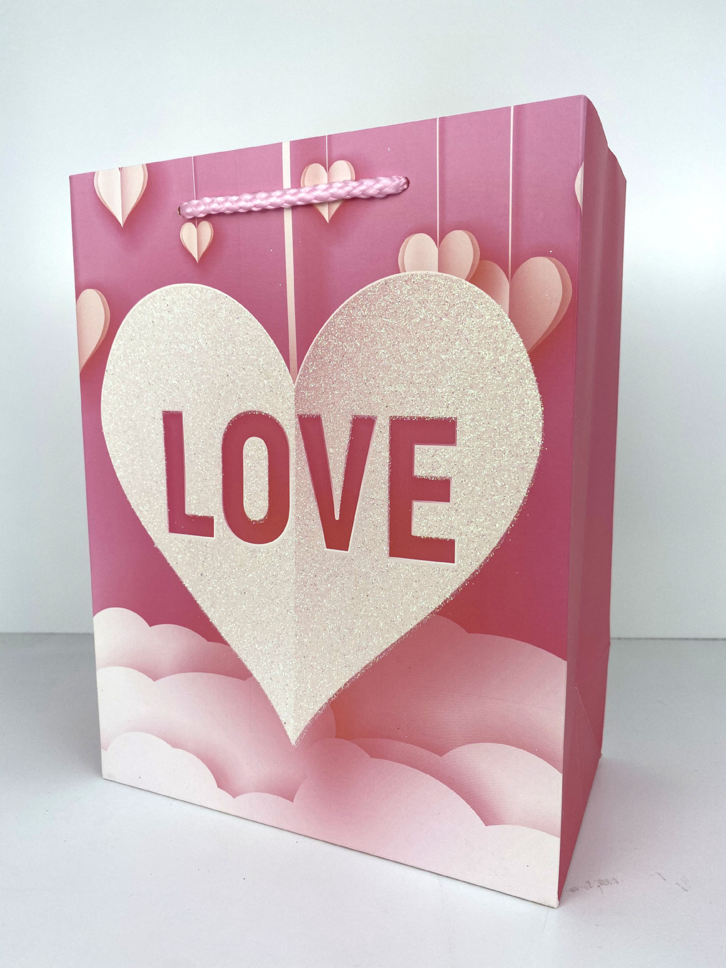 Bolso de regalo del día de san valentín 210G bolsa de papel de tarjeta blanca polvo de brillo tanabata romántico amor regalo embalaje bolsa de papel en stock details Picture