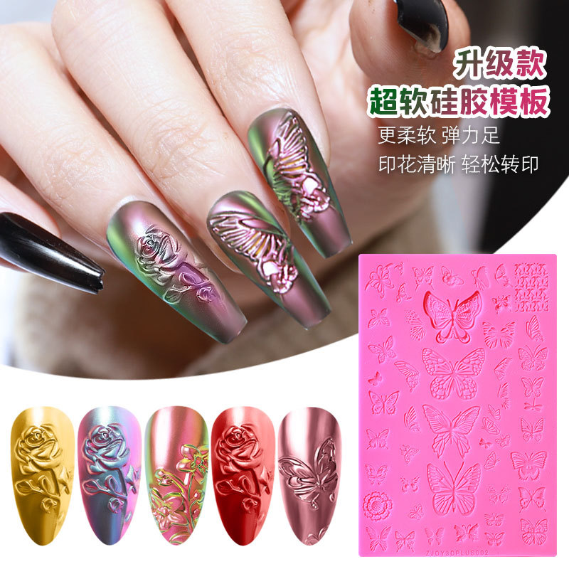 其他美甲产品3D立体浮雕美甲硅胶升级版印花模版塑料模板跨境新款现货批发细节图
