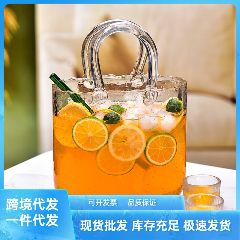 气泡手提包玻璃花瓶家居创意水培插花玻璃网红款鱼缸花瓶摆件批发