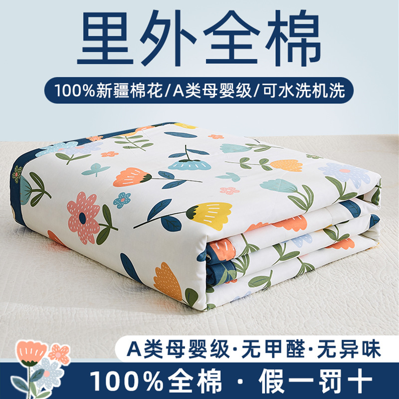Wholesale of Class A pure cotton summer cooling quilts, all-cotton summer quilt sets inside and out, air-conditioned quilts, and children's summer thin quilts Specification image
