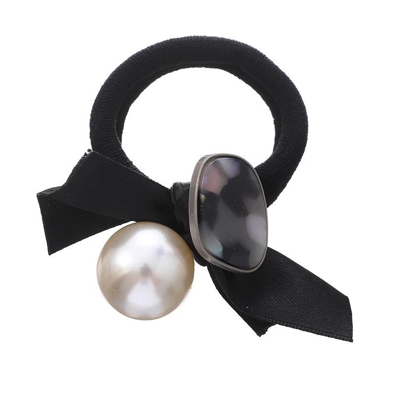 Korean high-end bow pearl hair tie 2025 new style hair band leather band women's hair tie Item Picture