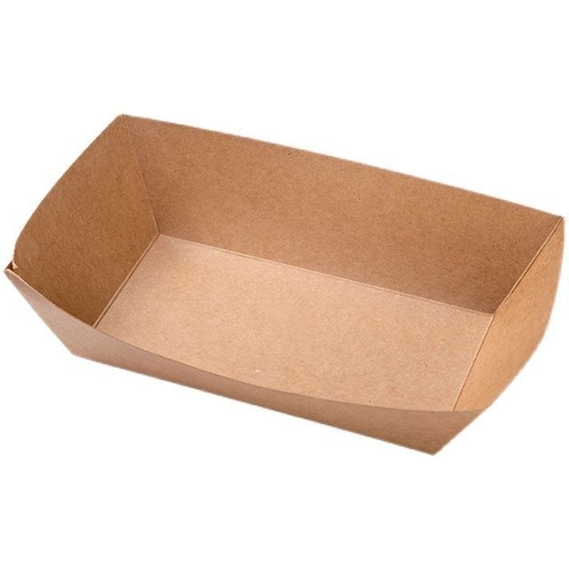 Kraft paper open boat box, commercial fried chicken box, free folding, chicken popcorn, French fries, snack paper box, paper plate, barbecue tray details Picture