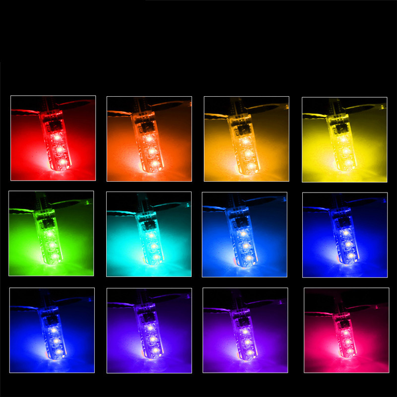 Automobile width indicator light t10 silicone 5050-6SMD, automotive LED seven-color small light, license plate light, automotive accessories details Picture