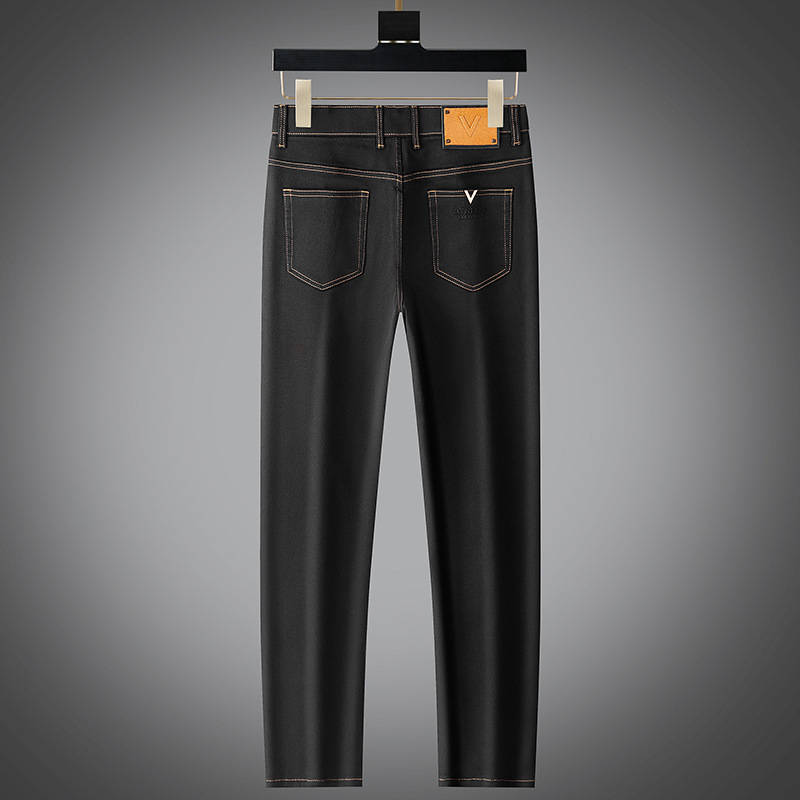 High-end Lyocell washable soft jeans for men, slimming and fashionable, warm for autumn and winter, high-end European men's trousers Specification image
