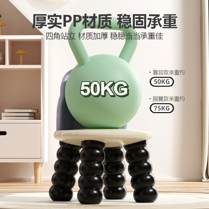 Retro Cartoon Caterpillar Children's Chair Home With Backrest Kindergarten Cute Shoe Bench Toiletries Low Stool details Picture