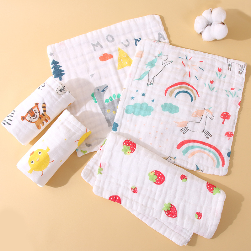 Gauze Towel Wholesale Soft Absorbent Newborn Baby Small Square Towel Pure Cotton Saliva Towel Children's Towel All Cotton Class A Specification drawing