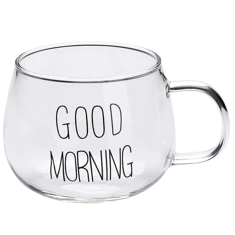 High Borosilicate Glass With Milk Breakfast Cup Large Capacity Round Fun Glass Glass Home Juice Milk Cup Item Picture