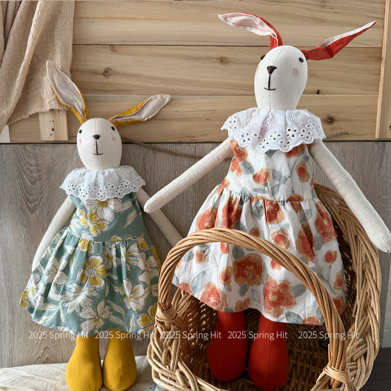 Nordic-style cotton and linen handmade fabric rabbit dolls, children's soothing toy dolls, long-legged rabbit home decoration items Application Scenario