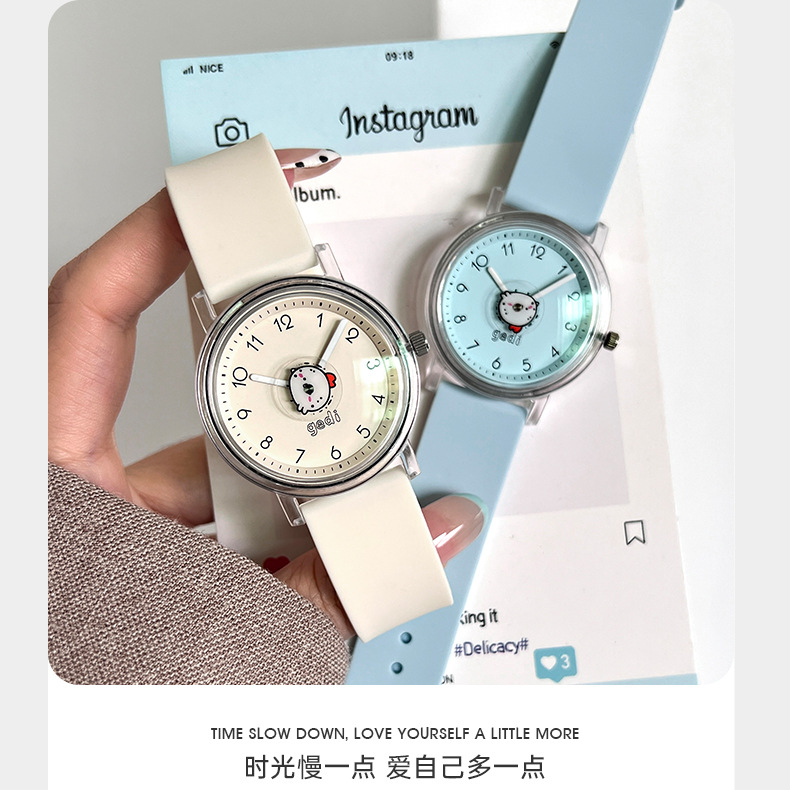 女款糖果色硅胶高颜值时尚学生表小巧卡通圆表盘女士礼物防水手表详情9