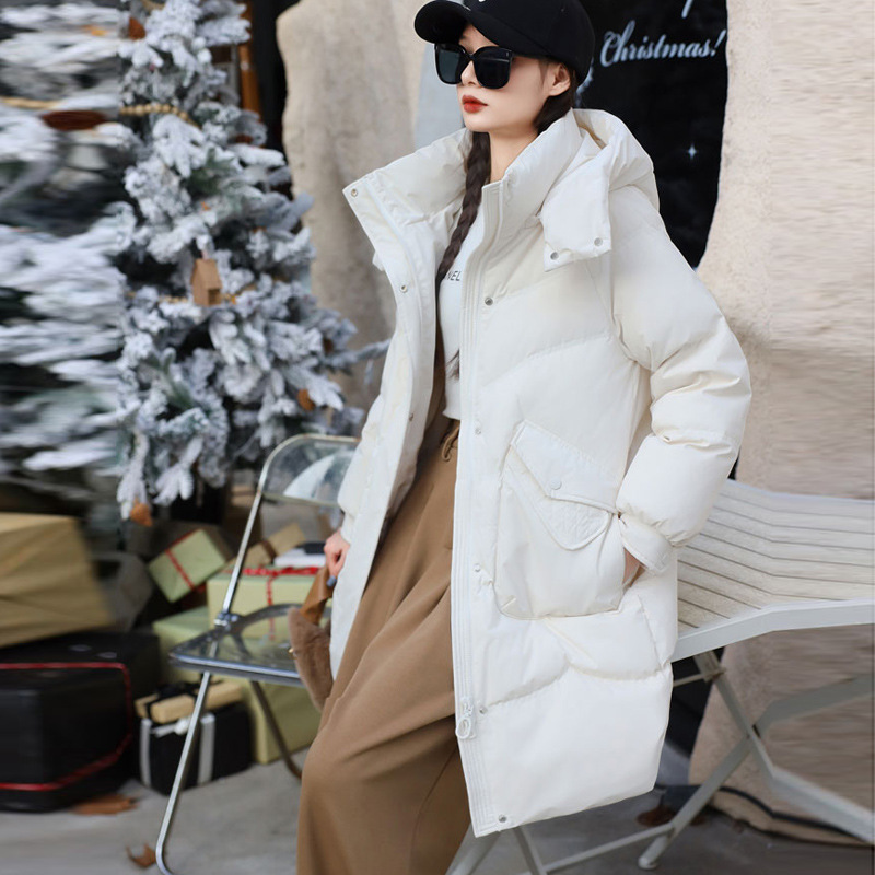 New winter women's down jacket, Korean-style women's wear, 90 duck down mid-length stand-up collar, warm and thick high-end down jacket details Picture
