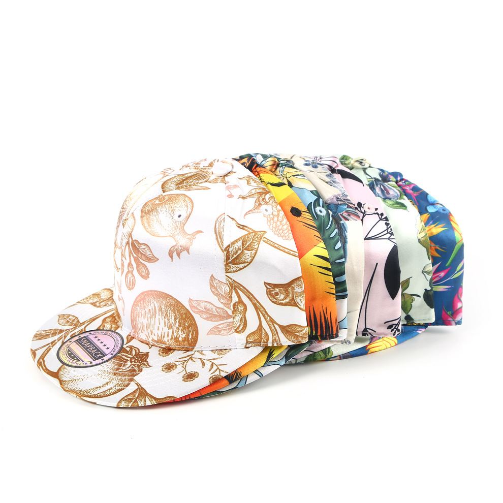 Sports Outdoor Breathable Imitation Silk Baseball Cap Printed Flower Shade Sun Hat Hip Hop Fashion Flat Tongue Hat
