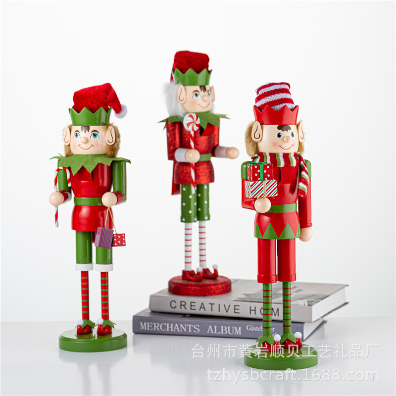 Sb58505 New 38Cm Red Wooden Nutcracker Elf Christmas Tabletop