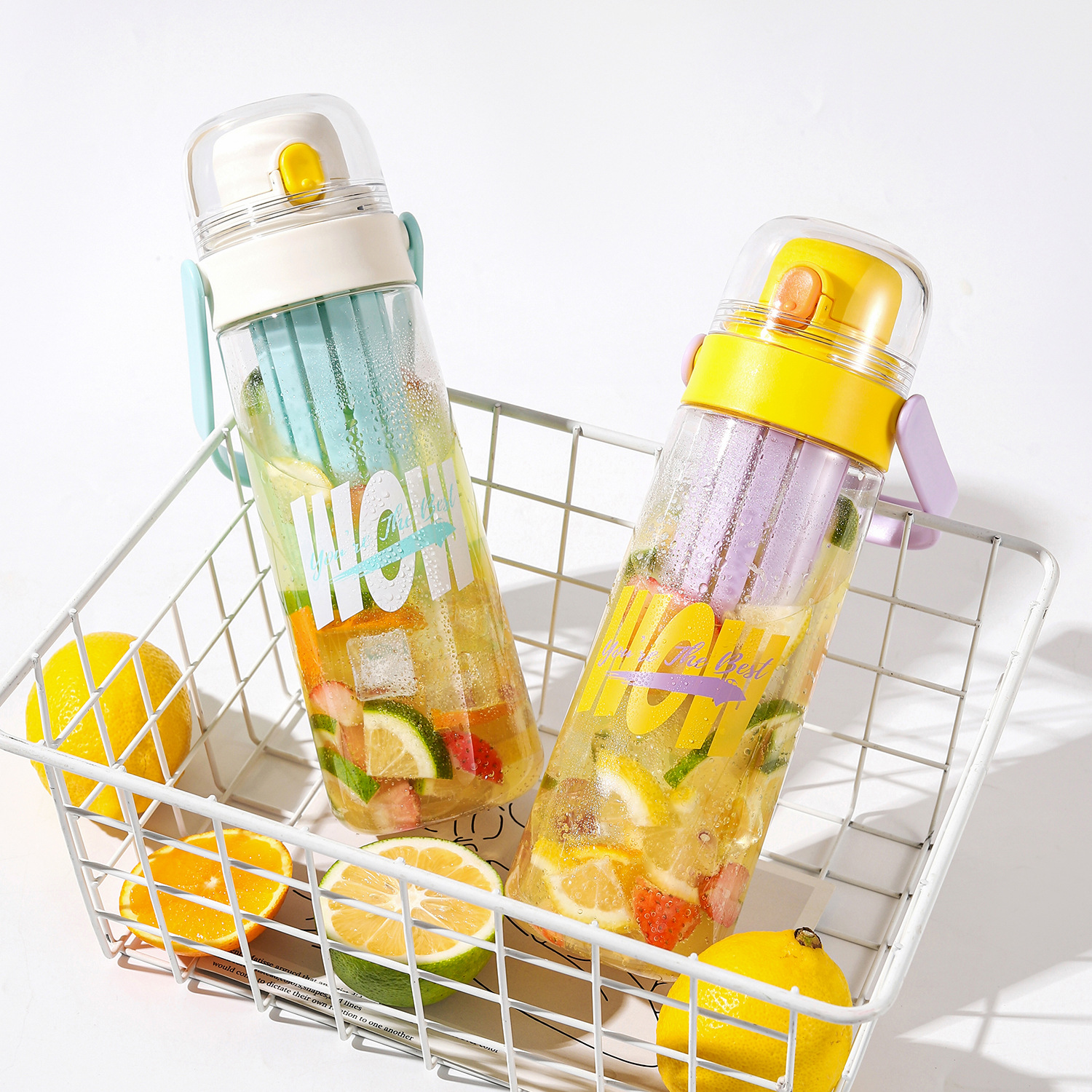 Creative and casual double-drinking plastic water cups, high appearance level student sports water cups, portable direct drinking flower tea cups, gift wholesale Application Scenario