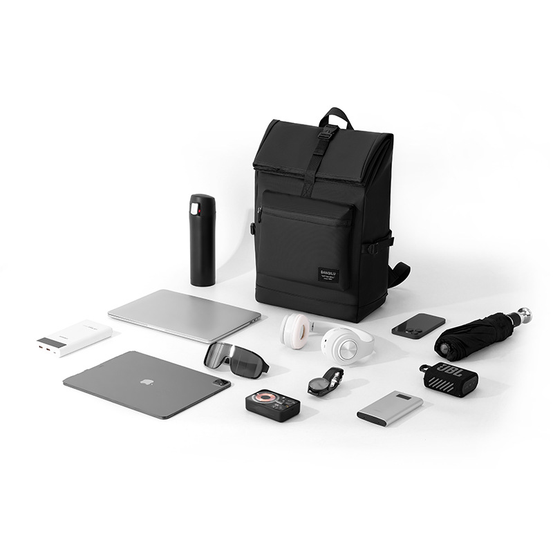 日系男士双肩包户外骑行背包大容量尼龙皮膜电脑双肩包男学生书包详情图4