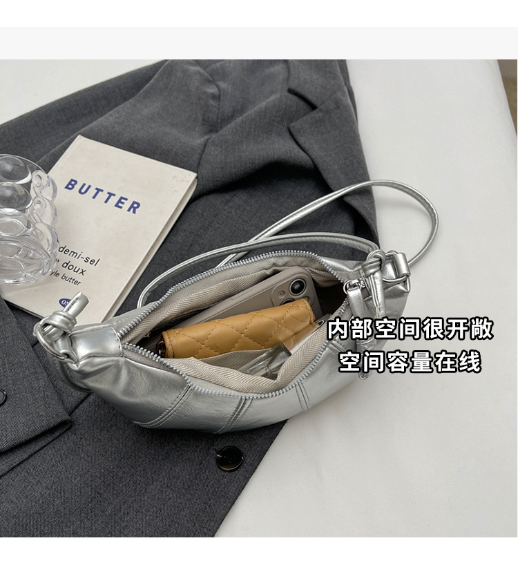 跨境外贸牛角包女包新款潮简约时尚斜挎饺子包百搭单肩箱包皮具男士手提包详情7